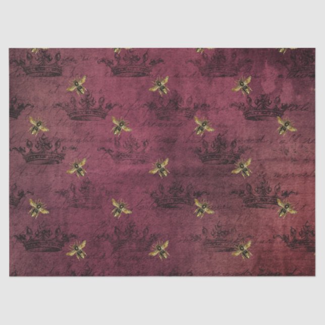 Burgundy Bee Series Design Four Tissue Paper (Front)