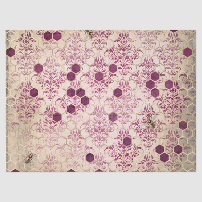 Burgundy Bee Series Design Sixteen Tissue Paper (Front)