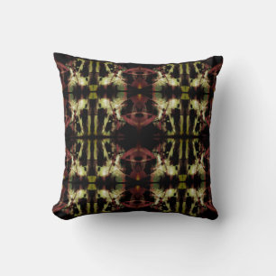 Burgundy Beige Green Black Large Mosaic Tiles Throw Pillow