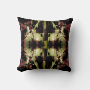 Burgundy Beige Green Black Symmetrical Mosaic Throw Pillow