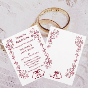 Burgundy Bells Scrollwork Wedding Reception Invitation