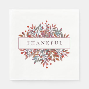 Burgundy Berries & Leaves Customizable Botanical Napkin
