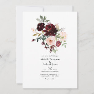 Burgundy Berry & Blush Floral Wedding Invitation