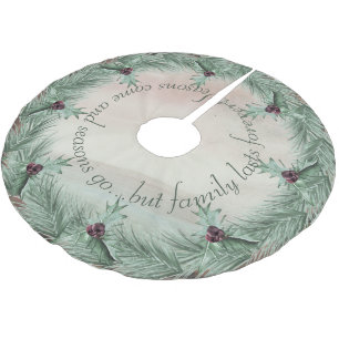 Burgundy Berry Holly Pine Christmas Brushed Polyester Tree Skirt