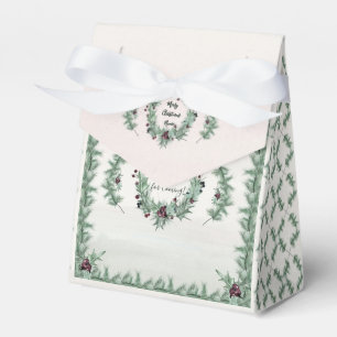 Burgundy Berry Holly Pine Christmas Favour Box