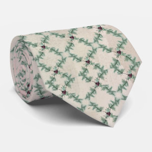 Burgundy Berry Holly Pine Christmas Tie