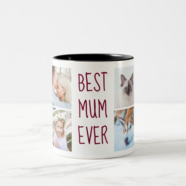 Burgundy | Best Mom Ever Custom Photo Mug (Center)