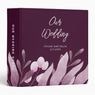 Burgundy Big Leaves Forest Bridal Shower Binder