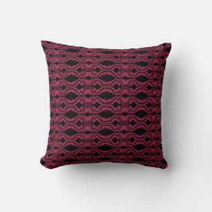 Burgundy Black Abstract Sound Wave Small Tiles Throw Pillow