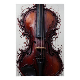 Burgundy Black Abstract Violin Poster