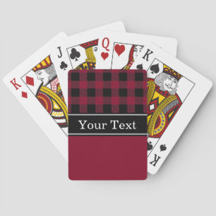 Burgundy Black Buffalo Check Plaid CBN Monogram Playing Cards