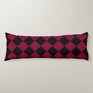 Burgundy Black Chequered Diamond Pattern Body Pillow