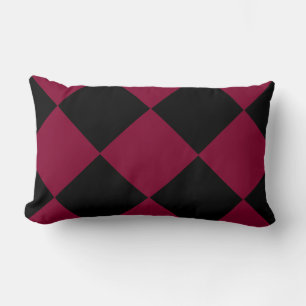 Burgundy Black Chequered Diamond Pattern Lumbar Pillow