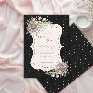 Burgundy Black Floral Elegant Bridal Shower Invitation