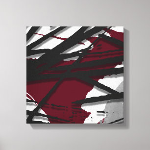 Burgundy Black & Grey Abstract Watercolor Canvas Print
