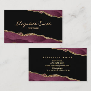 Burgundy & black Marble Business Card