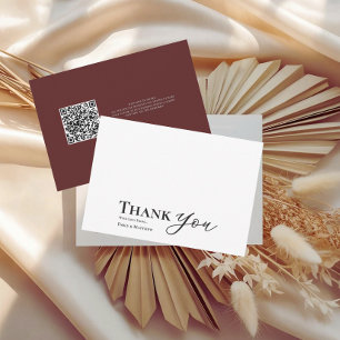 Burgundy Black Wedding Thank You Card