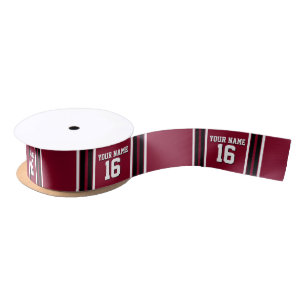 Burgundy Black Wht Team Jersey Custom Number Name Satin Ribbon