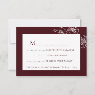 Burgundy Blanc Floral Line Art RSVP