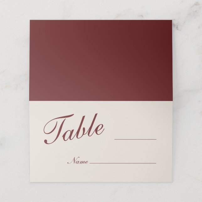 Burgundy Blank Wedding Place Cards (Outside Unfolded)