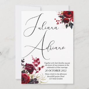 Burgundy Bliss: Elegant Floral Vine Pattern in Win Invitation