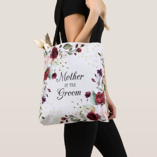 Burgundy Bliss Mother of the Groom Monogrammed Tote Bag