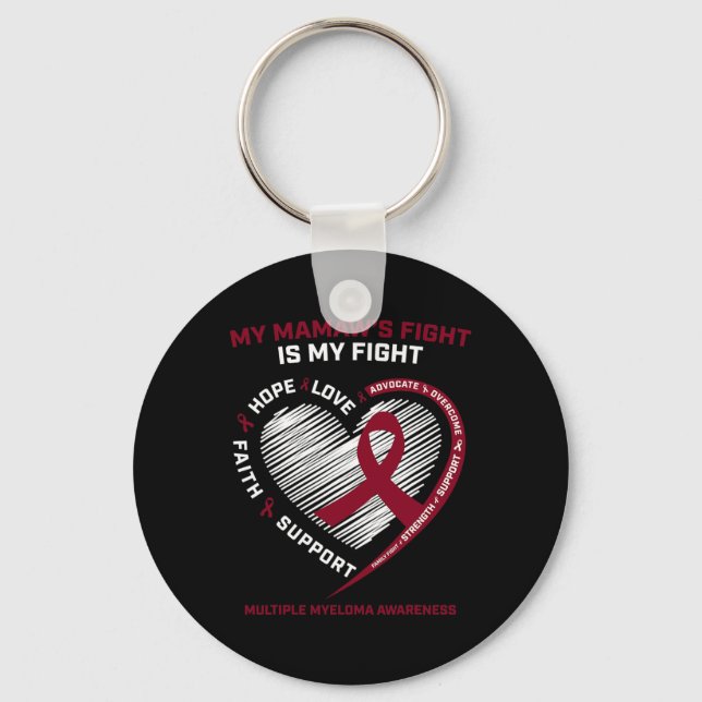 Burgundy Blood Cancer Mamaw Fight Multiple Myeloma Keychain (Front)