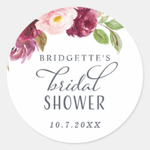Burgundy Bloom Bridal Shower Sticker