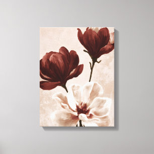 Burgundy Bloom   Deep Red Botanical Floral Canvas  Print