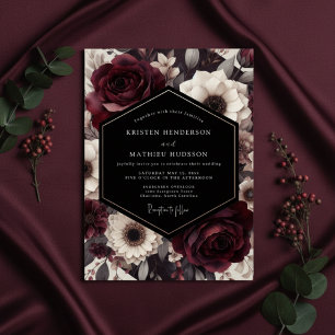 Burgundy Bloom Floral Romance Wedding Invitation