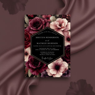 Burgundy Bloom Floral Wedding Invitation