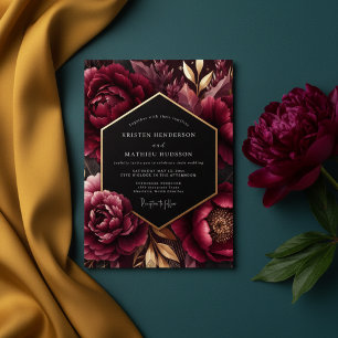 Burgundy Bloom Opulence Wedding Invitation