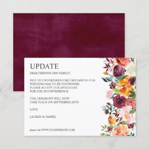 Burgundy Bloom   Rustic Botanical WEDDING UPDATE Invitation