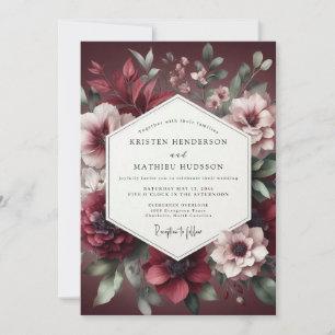 Burgundy Bloom Wedding Invitation