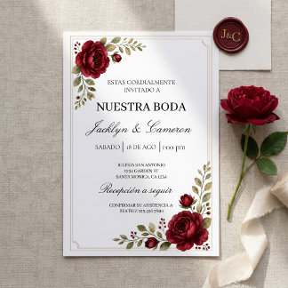 Burgundy Bloom Wedding invitation