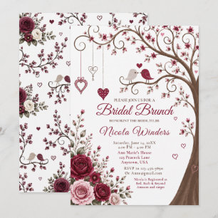 Burgundy Blossom Bridal Brunch Invitation