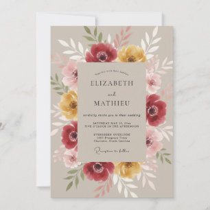 Burgundy Blossom Ethereal Wedding Invitation