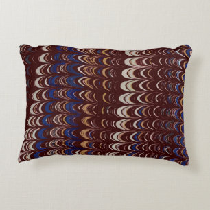 Burgundy, Blue and White Wavy pattern    Accent Pillow