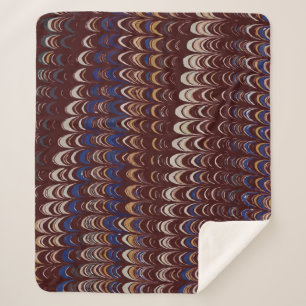 Burgundy, Blue and White Wavy pattern Sherpa Blanket