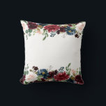 Burgundy & Blue English Flowers Wedding Favour Throw Pillow<br><div class="desc">I hope you enjoy this great Wedding Favour Throw Pillow with these Burgundy & Blue English Garden Flowers on it.  Enjoy!
http://www.zazzle.com/store/dazzlingpaperitems
https://www.zazzle.com/store/dazzlingpaperitems</div>