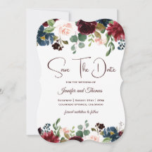 Burgundy & Blue English Flowers Wedding