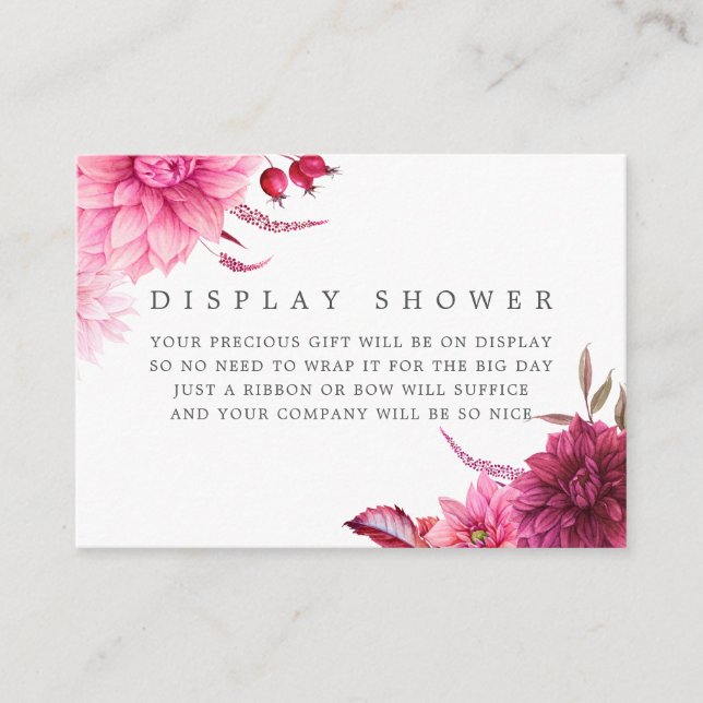 Burgundy & Blush Autumn Baby Shower Diaper Raffle Enclosure Card (Front)