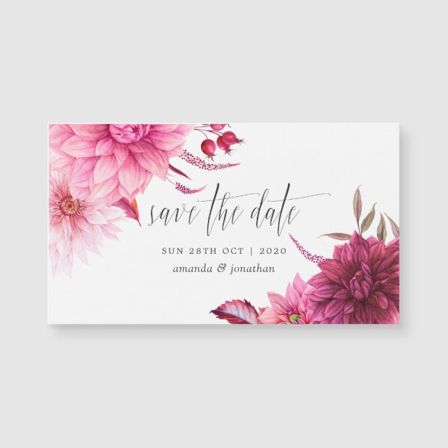 Burgundy & Blush Autumn Fall Wedding Save the Date (Front)
