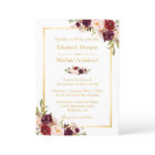 Burgundy Blush Bloom Floral Gold Frame Wedding