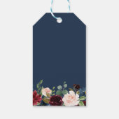 Burgundy Blush Blue Floral Bridal Shower Favour Gift Tags (Back)