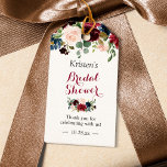 Burgundy Blush Blue Floral Bridal Shower Favour Gift Tags<br><div class="desc">Customize this "Burgundy Blush Blue Floral Bridal Shower Favour Thank You Gift Tag" to add a special touch. It's a perfect addition to match your colours and styles. (1) For further customization, please click the "customize further" link and use our design tool to modify this template. (2) If you need...</div>