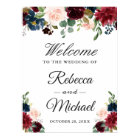 Burgundy Blush Blue Floral Mariage Affiche de bien