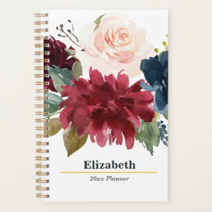 Burgundy Blush Boho Bouquet Yearly Monthly Weekly Planner