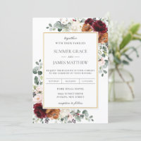 Burgundy Blush Burnt Orange Ivory Floral Wedding