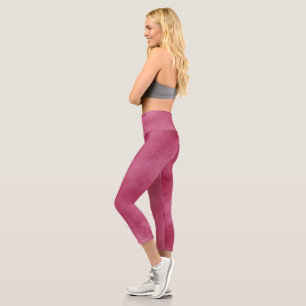Burgundy Blush Cloud Effect Capri Leggings